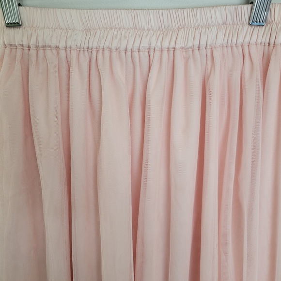 High Waisted Mesh Overlay Flowy Flare Midi Casual Skirt Sz S - Picture 10 of 12